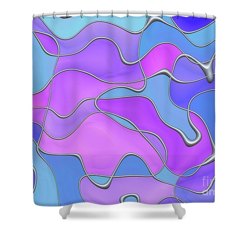 Abstract Shower Curtain featuring the digital art Lignes en Folie - 02a by Variance Collections