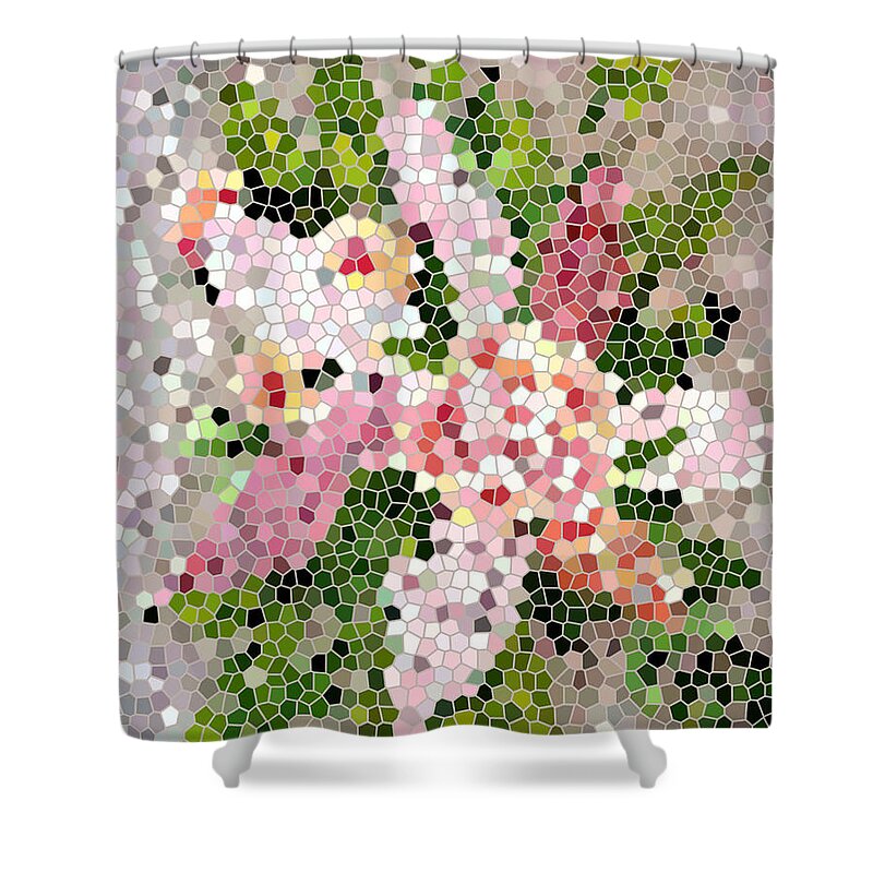 Lilac Bouquet In Stained Glass Shower Curtain featuring the digital art Lilac Bouquet II by Barbara A Griffin