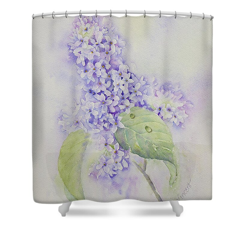 Watercolor Shower Curtain featuring the painting Lilac Study by Lisa Vincent