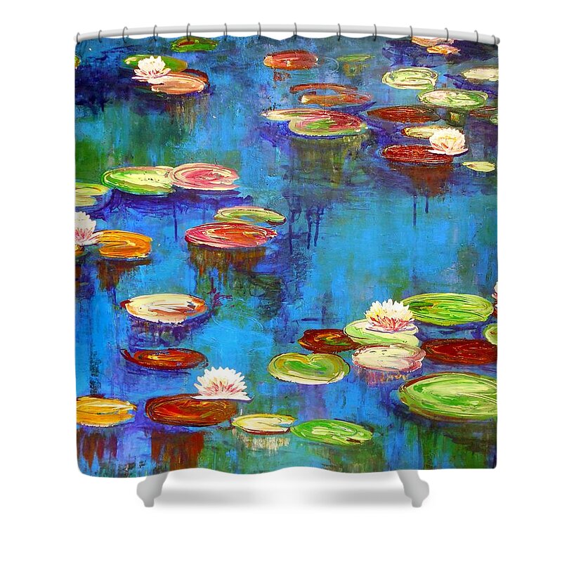 Painting Shower Curtain featuring the painting Lillies by Angie Wright