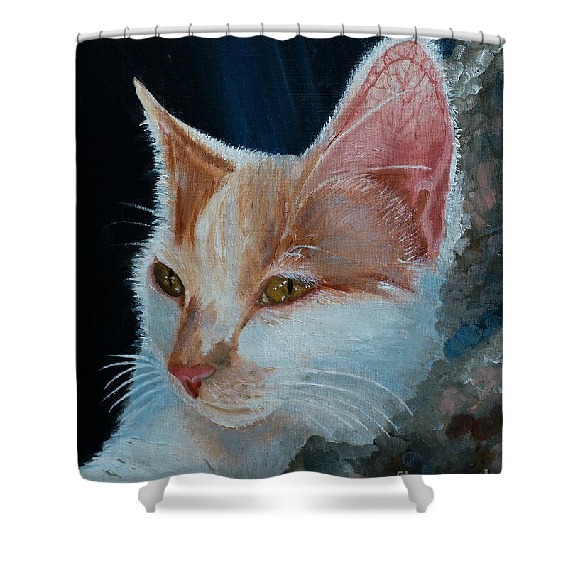 Cat Shower Curtain featuring the painting Lily by Jackie MacNair