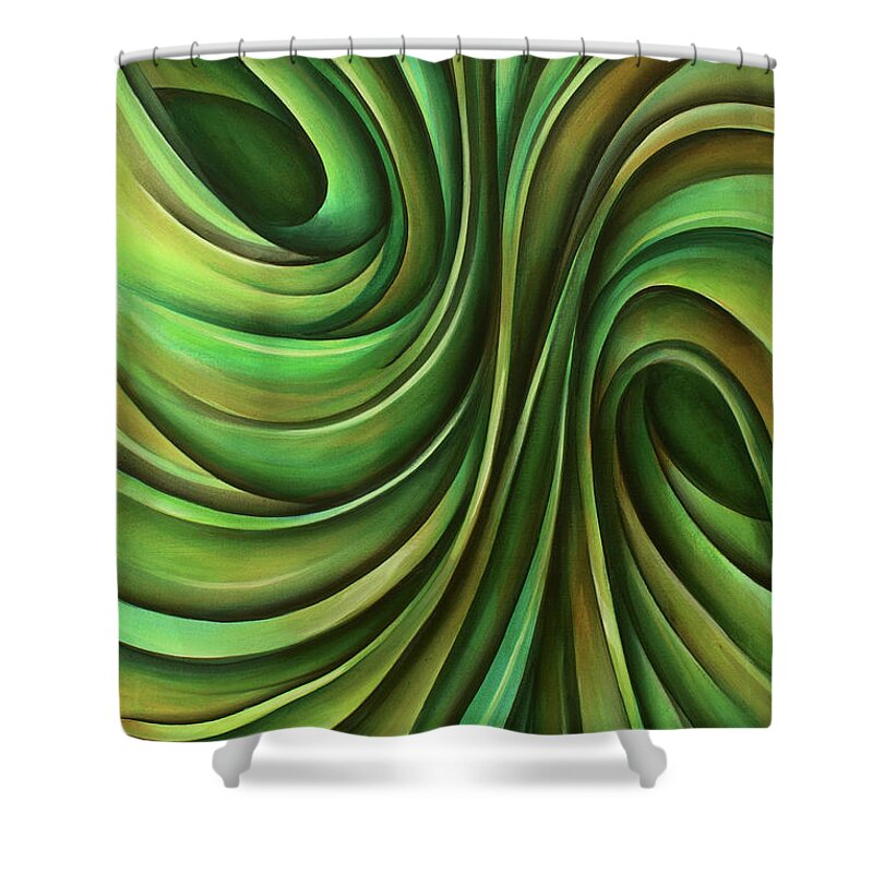 Abstract Shower Curtain featuring the painting 'Lime' by Michael Lang