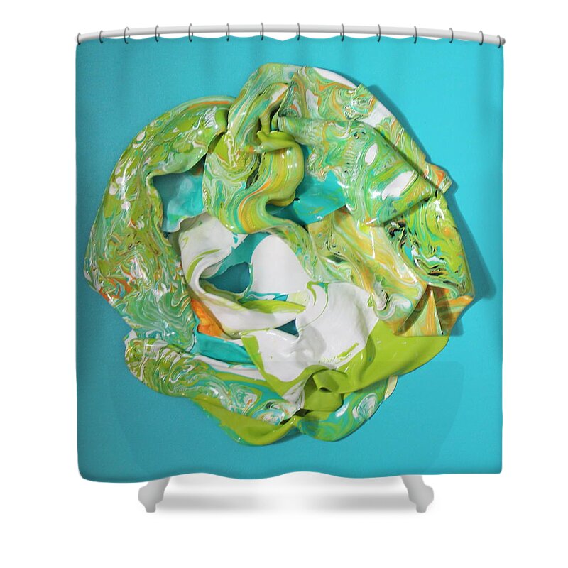 Textured Shower Curtain featuring the painting Lime Singularity 4 by Madeleine Arnett