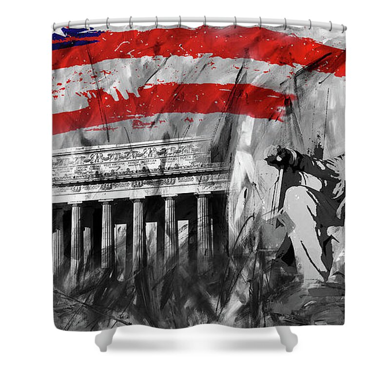 American Shower Curtain featuring the painting Lincoln Abe by Gull G