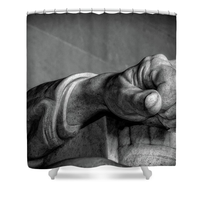 Lincoln Shower Curtain featuring the photograph Lincoln's Left Hand B-W by Christopher Holmes