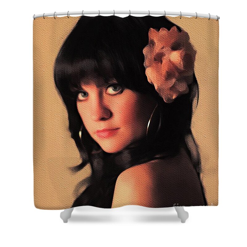 Linda Shower Curtain featuring the painting Linda Ronstadt, Music Legend by Esoterica Art Agency