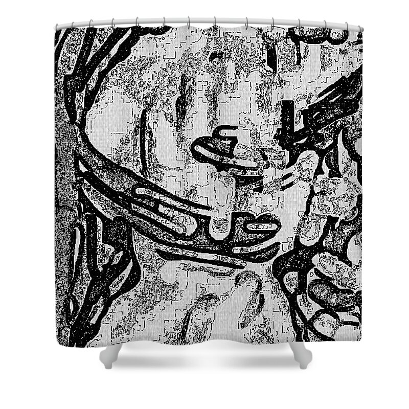 Abstract Shower Curtain featuring the painting Lines of love by Subrata Bose