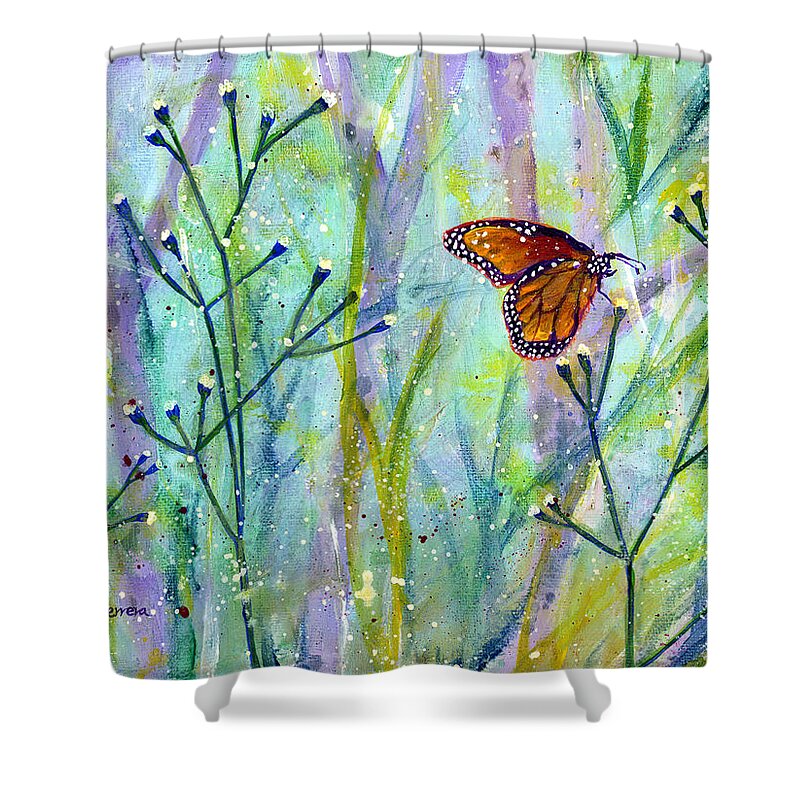 Butterfly Shower Curtain featuring the painting Lingering Memory 1 by Hailey E Herrera