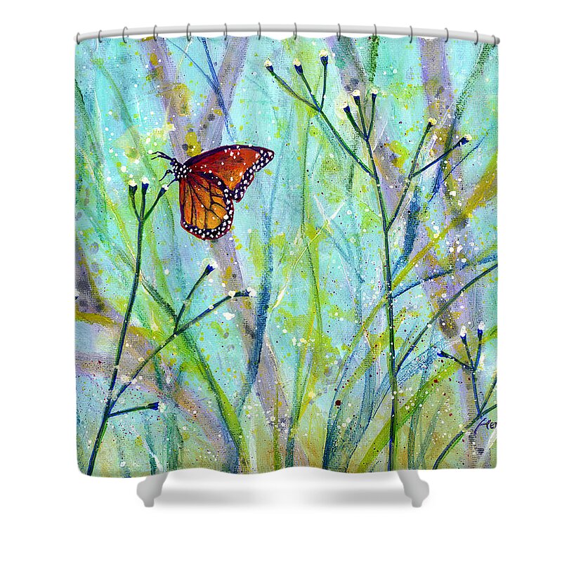 Butterfly Shower Curtain featuring the painting Lingering Memory 2 by Hailey E Herrera