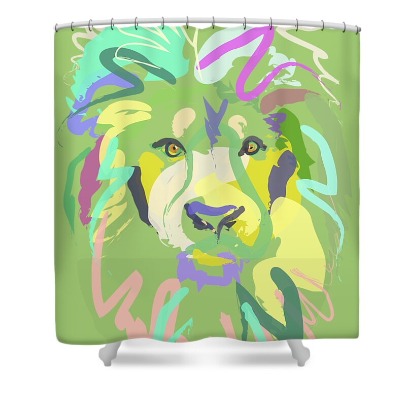 Lion Shower Curtain featuring the painting Lion by Go Van Kampen