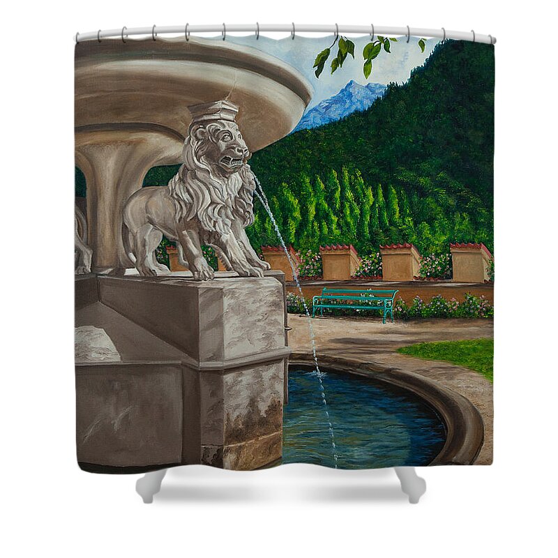 Germany Art Shower Curtain featuring the painting Lions of Bavaria by Charlotte Blanchard