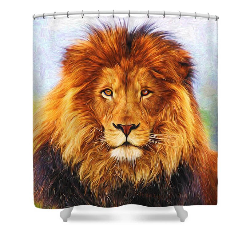 Lion Shower Curtain featuring the painting Liquid Lion #4 by Will Barger