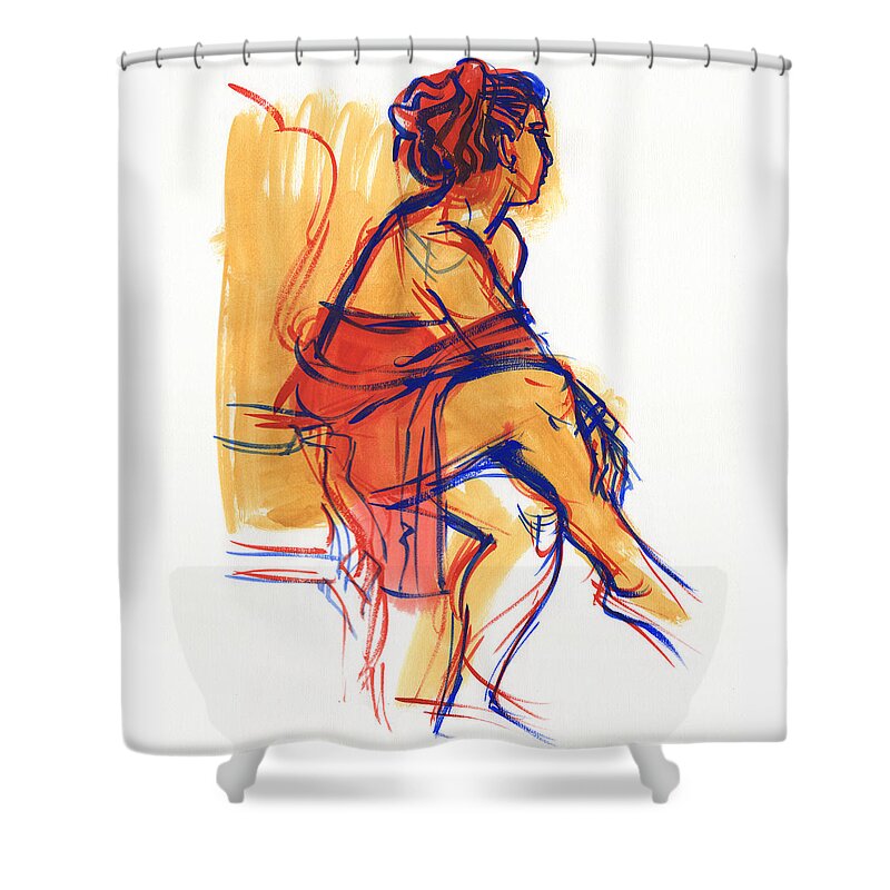 Woman Shower Curtain featuring the painting Listening by Judith Kunzle