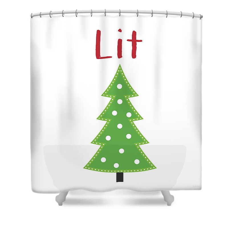 Christmas Shower Curtain featuring the digital art Lit Christmas Tree- Art by Linda Woods by Linda Woods