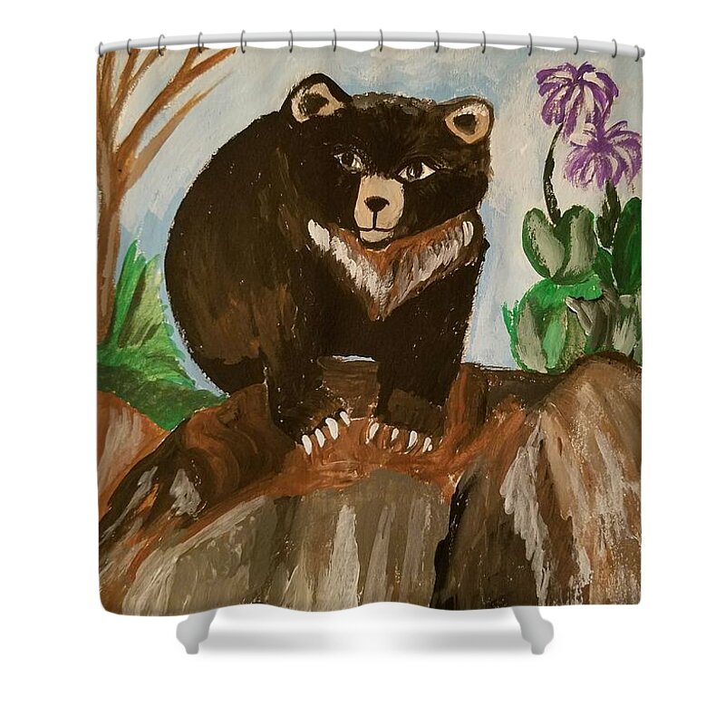Little Black Bear Shower Curtain featuring the photograph Little Black Bear by Maria Urso