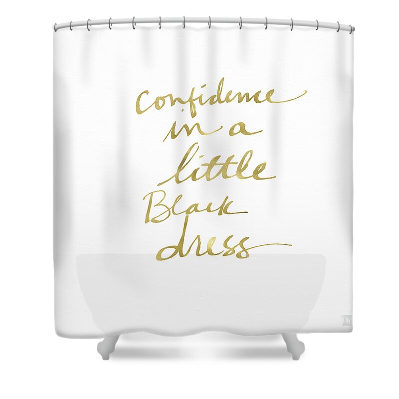 Little Black Dress Shower Curtain featuring the painting Little Black Dress Gold- Art by Linda Woods by Linda Woods