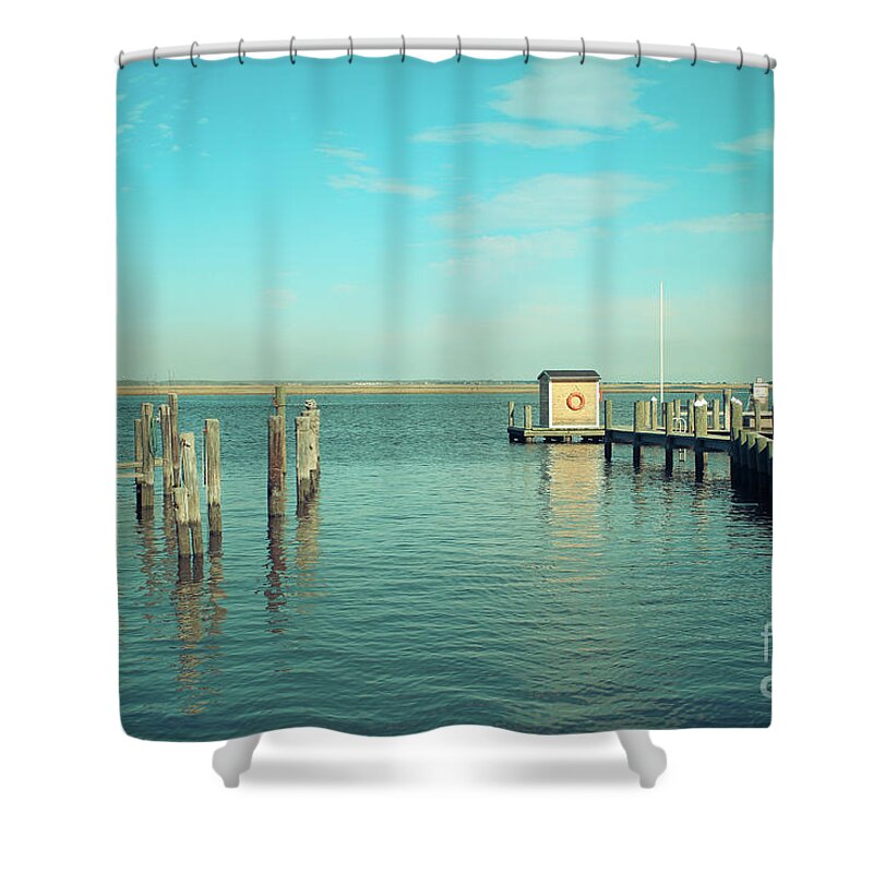 Dock Shower Curtain featuring the photograph Little Boat House on the River by Colleen Kammerer