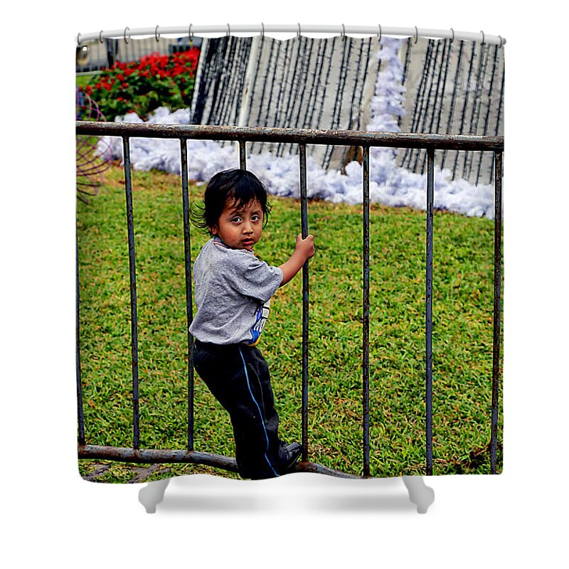 Lima Shower Curtain featuring the photograph Little Boy in Peru by Kathryn McBride