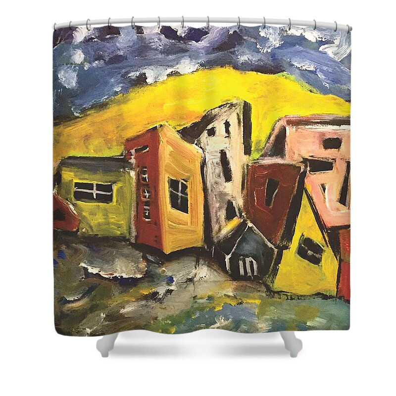 Sky Shower Curtain featuring the painting Little Change in the weather by Dennis Ellman