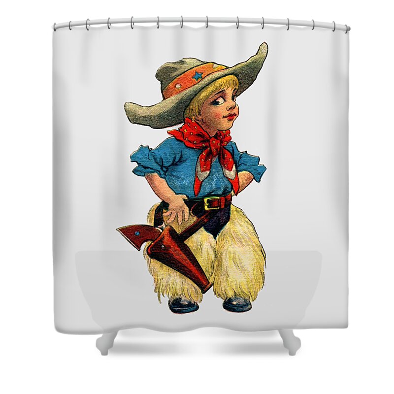 Little Cowboy Shower Curtain featuring the digital art Little Cowboy T Shirt by Bellesouth Studio