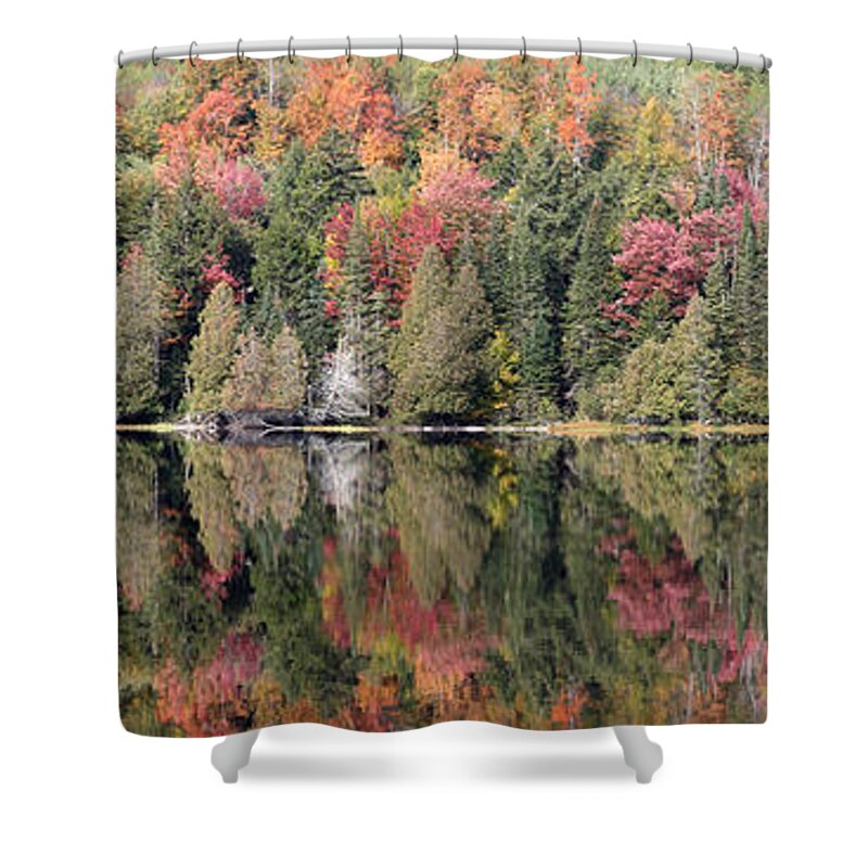 New Hampshire Shower Curtain featuring the photograph Little Dummer Pond Panoramic by Brett Pelletier