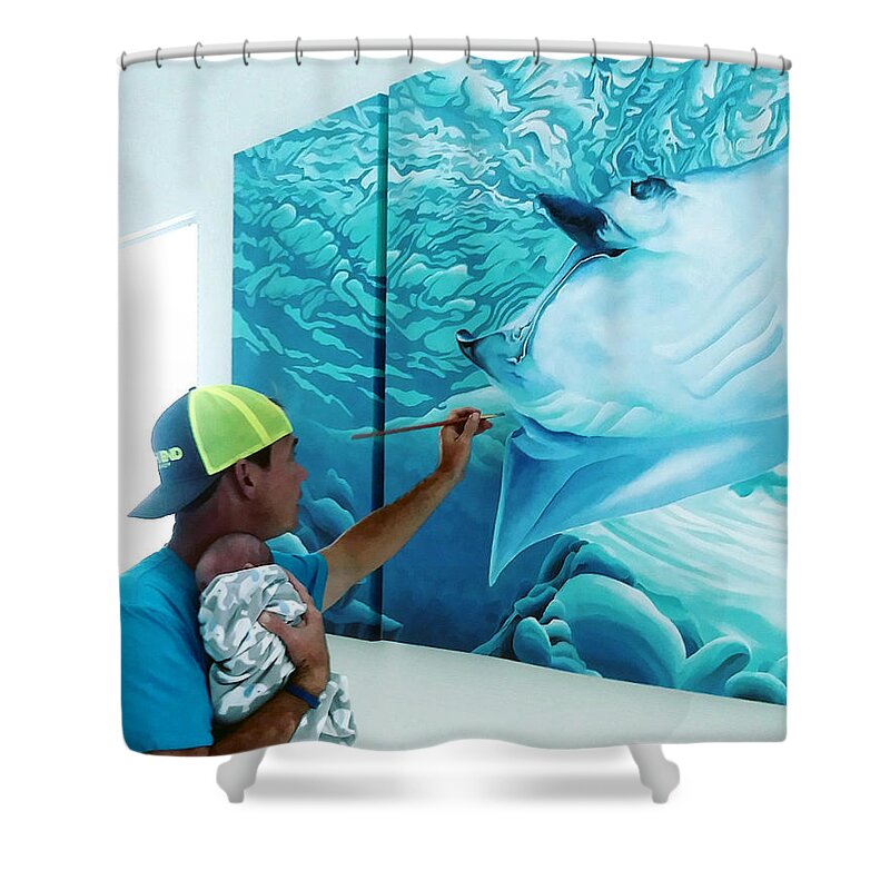  Shower Curtain featuring the digital art Little Helper by William Love