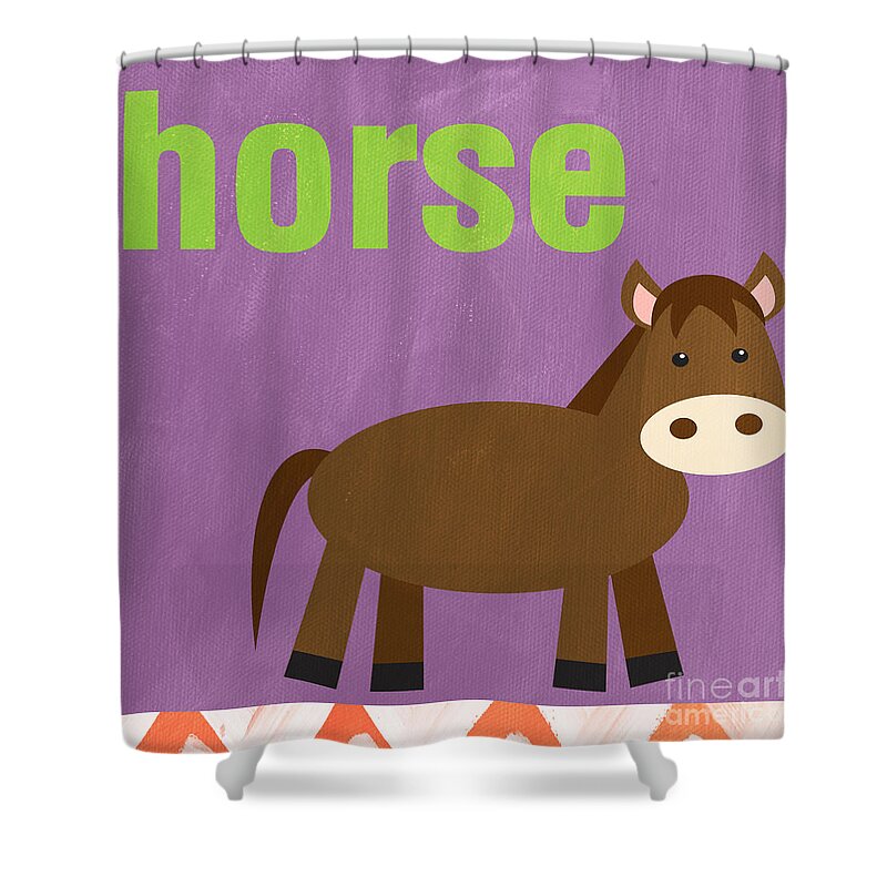 Horse Shower Curtain featuring the painting Little Horse by Linda Woods