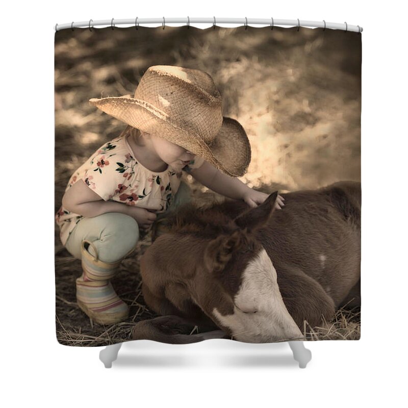 Quarter Horse Shower Curtain featuring the photograph Little Horse Whisperer2 by Robin-Lee Vieira