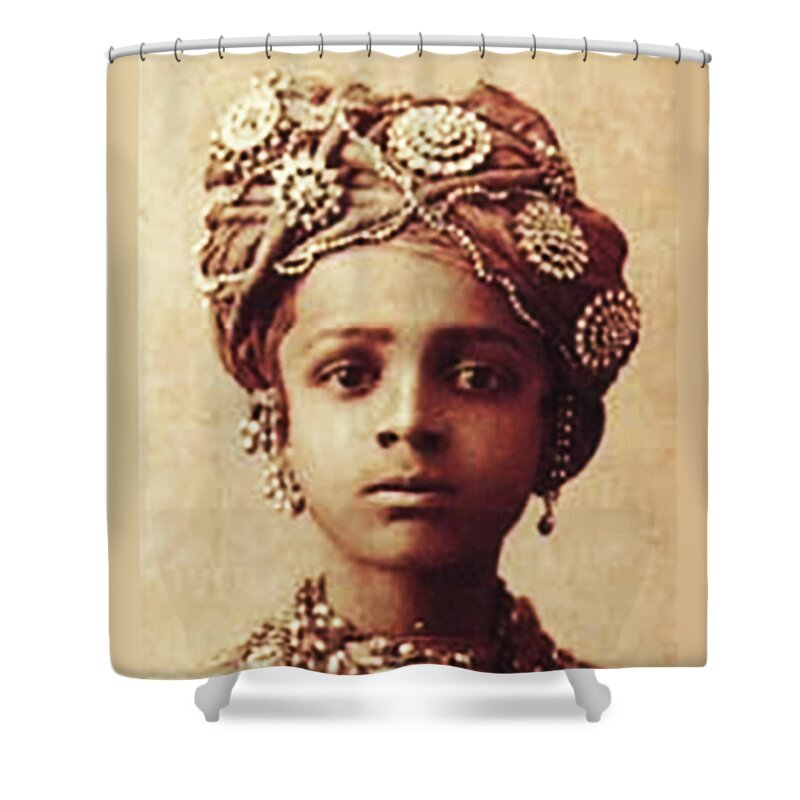 Portraits Shower Curtain featuring the mixed media Little Prince by Asok Mukhopadhyay