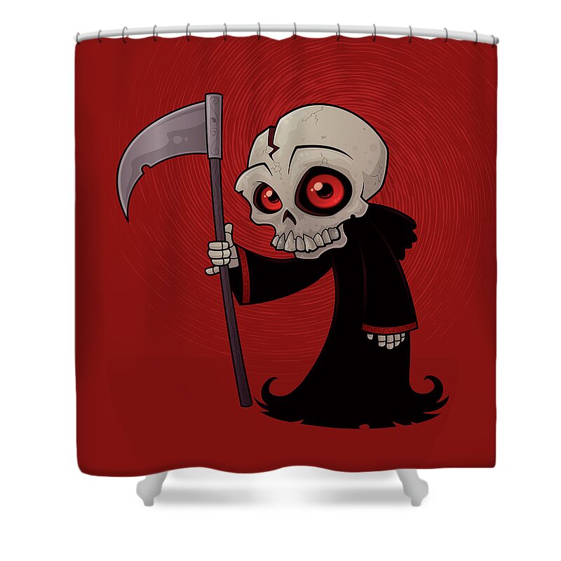 Grim Reaper Shower Curtain featuring the digital art Little Reaper by John Schwegel