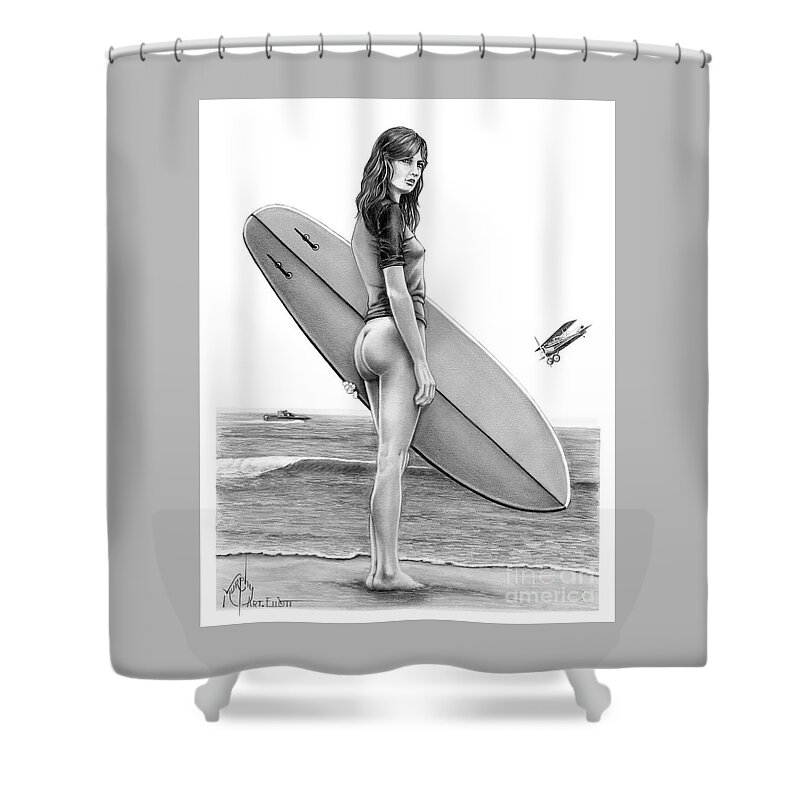 Little Surfer Girl Shower Curtain by Murphy Elliott - Fine Art America