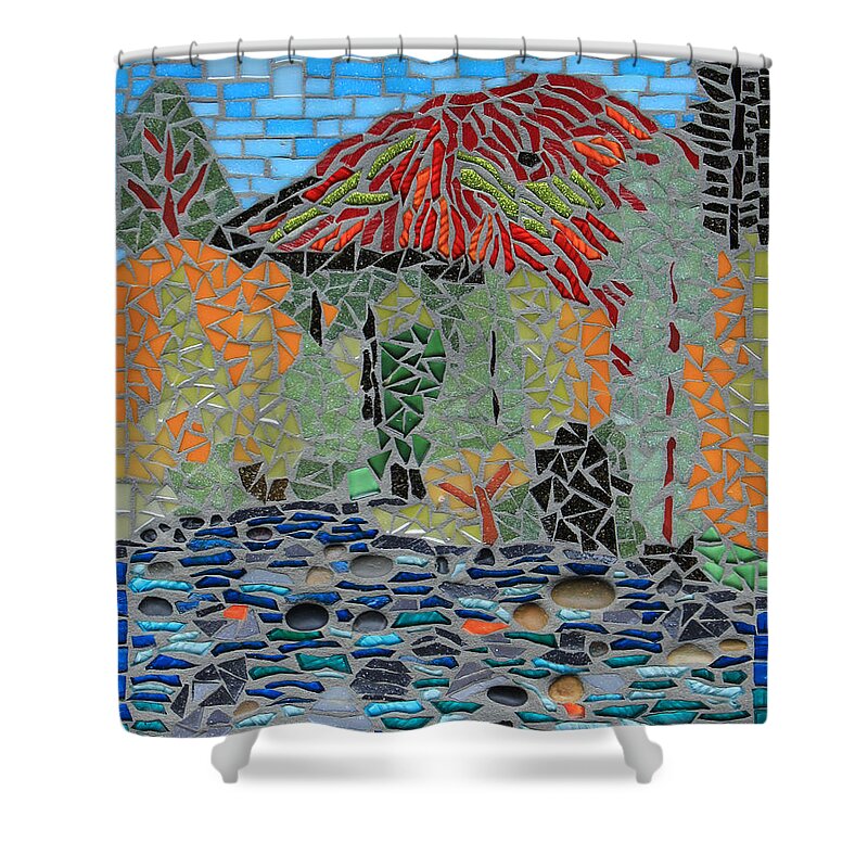 Little Shower Curtain featuring the mixed media Little Susitna River by Annekathrin Hansen