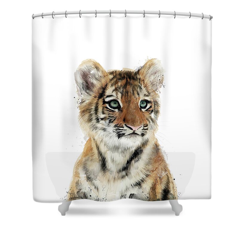 Tiger Shower Curtain featuring the painting Little Tiger by Amy Hamilton