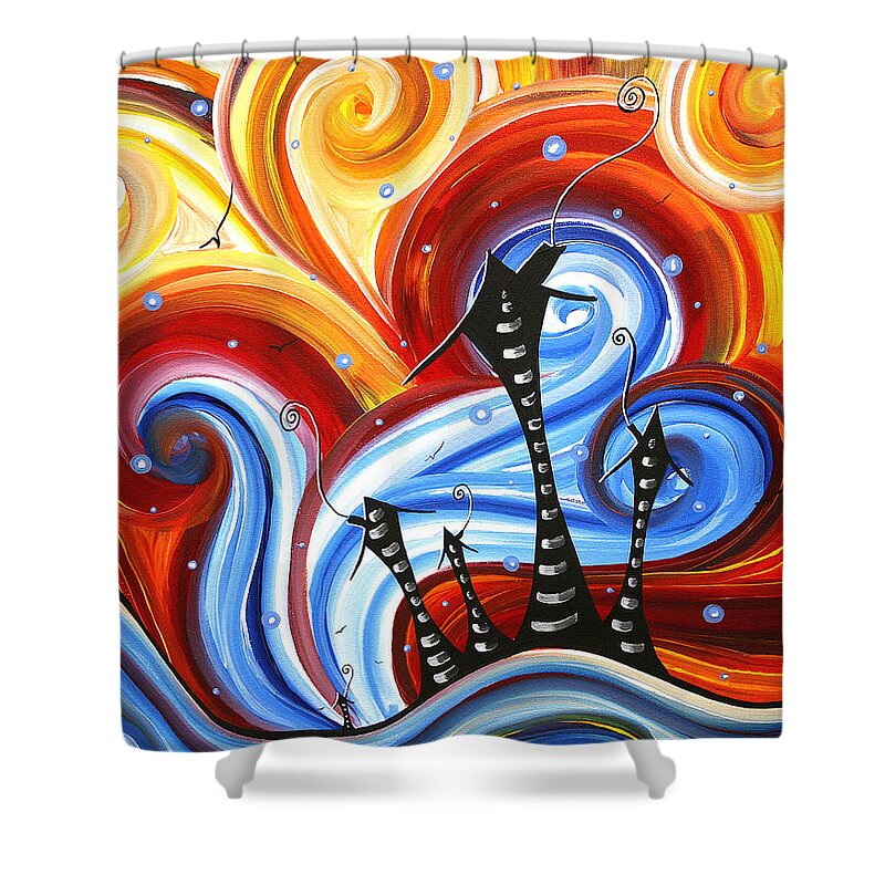 Abstract Shower Curtain featuring the painting Little Village by MADART by Megan Duncanson