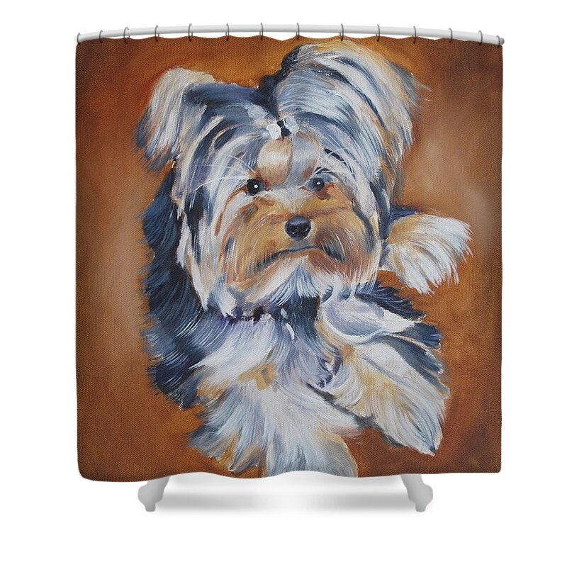 Pets Shower Curtain featuring the painting Little Zoey by Kathie Camara