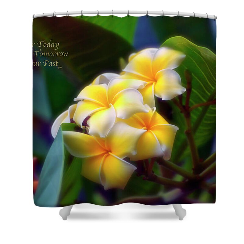 Floral Morning Light Shower Curtain featuring the photograph Live Dream Own Floral Morning Light Text by Thomas Woolworth