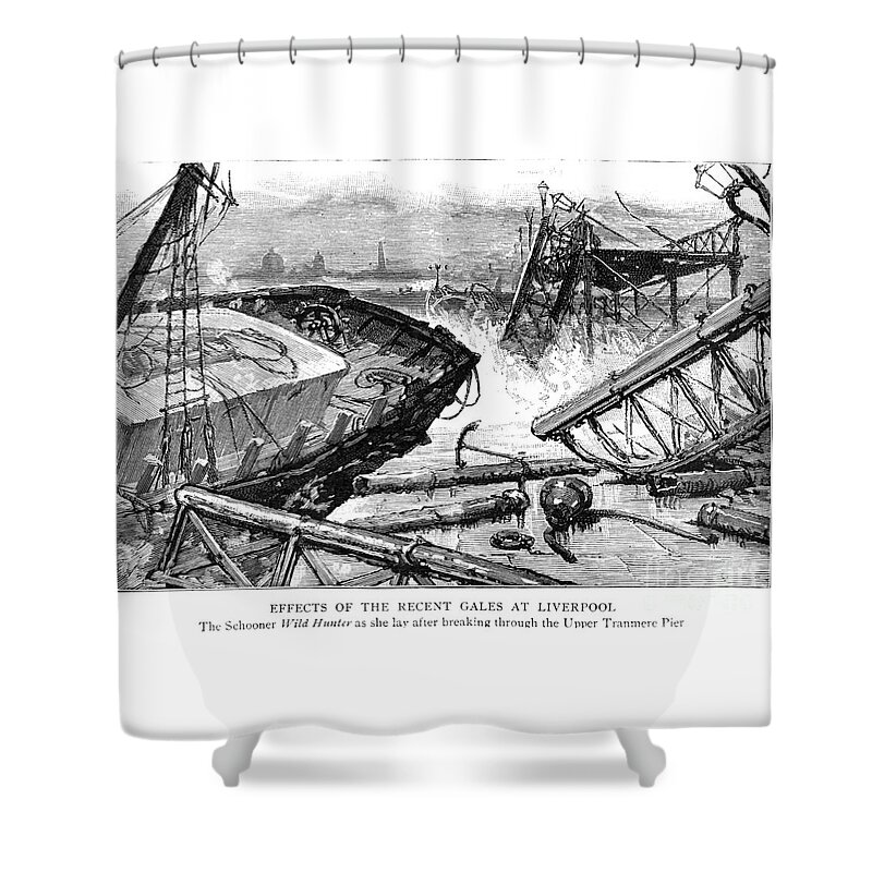 1887 Shower Curtain featuring the painting Liverpool Shipwreck 1887 by Granger