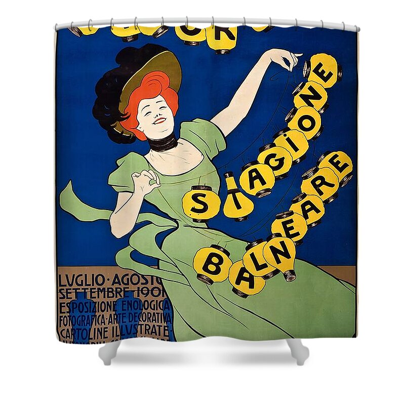 Poster Shower Curtain featuring the painting Livorno stagione balneare poster 1901 by Vincent Monozlay