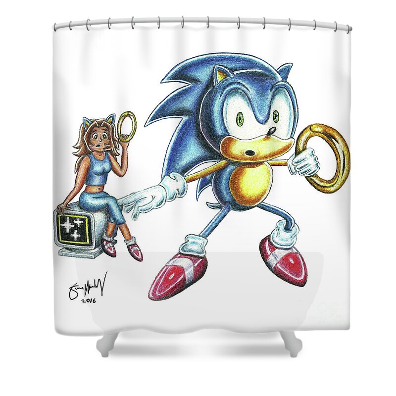 Lizzy and Sonic Shower Curtain by Simon Moulding - Pixels