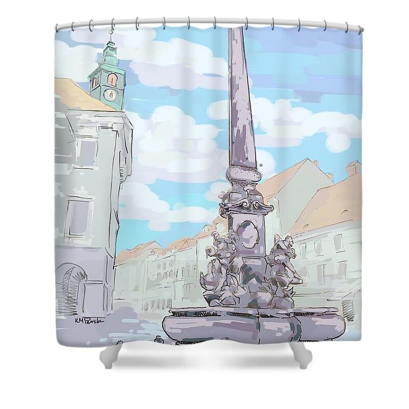 City Shower Curtain featuring the digital art Ljubljana Style by K M Pawelec