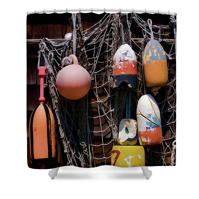 Buoy Shower Curtain featuring the photograph Lobster Buoys II - Rockport by David Gordon