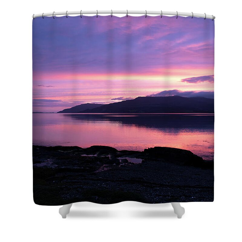 Sunset Shower Curtain featuring the photograph Loch Scridain Sunset by Pete Walkden