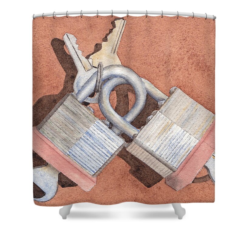 Lock Shower Curtain featuring the painting Locked in an Embrace by Ken Powers