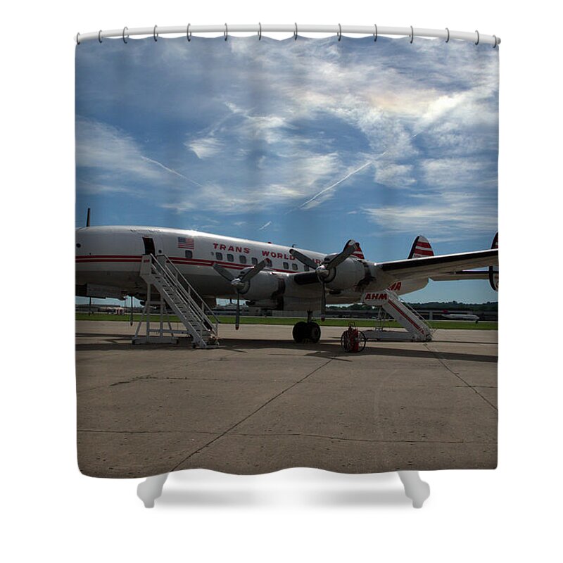 Lockheed Shower Curtain featuring the photograph Lockheed Constellation Super G by Tim McCullough