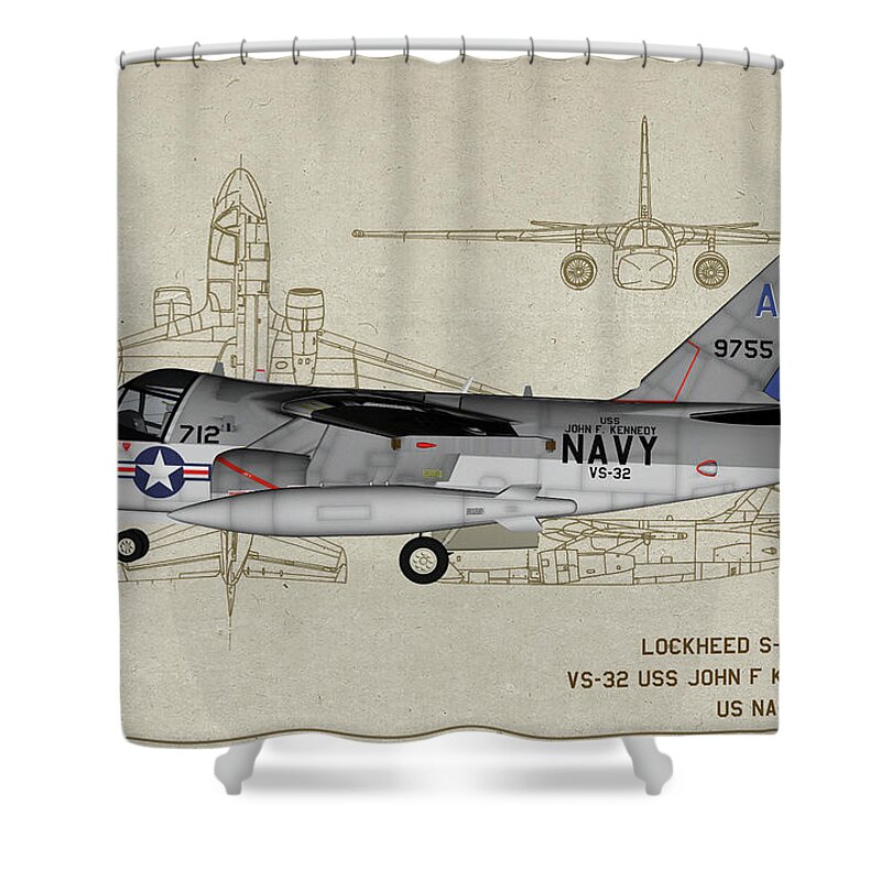 Lockheed S-3 Viking Shower Curtain featuring the digital art Lockheed S-3 Viking - oil by Tommy Anderson