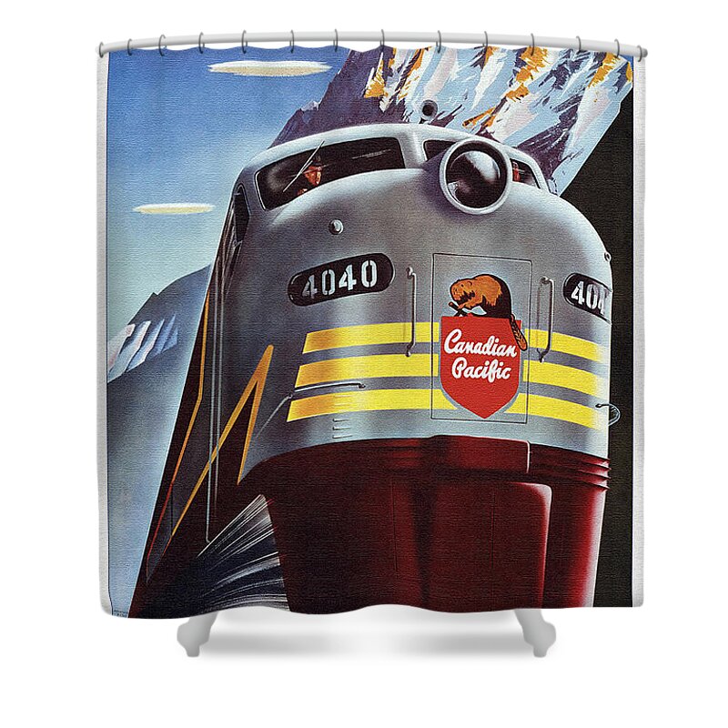 Locomotive Shower Curtain featuring the painting Locomotive Canadian Pacific 4040 by Vintage Collectables