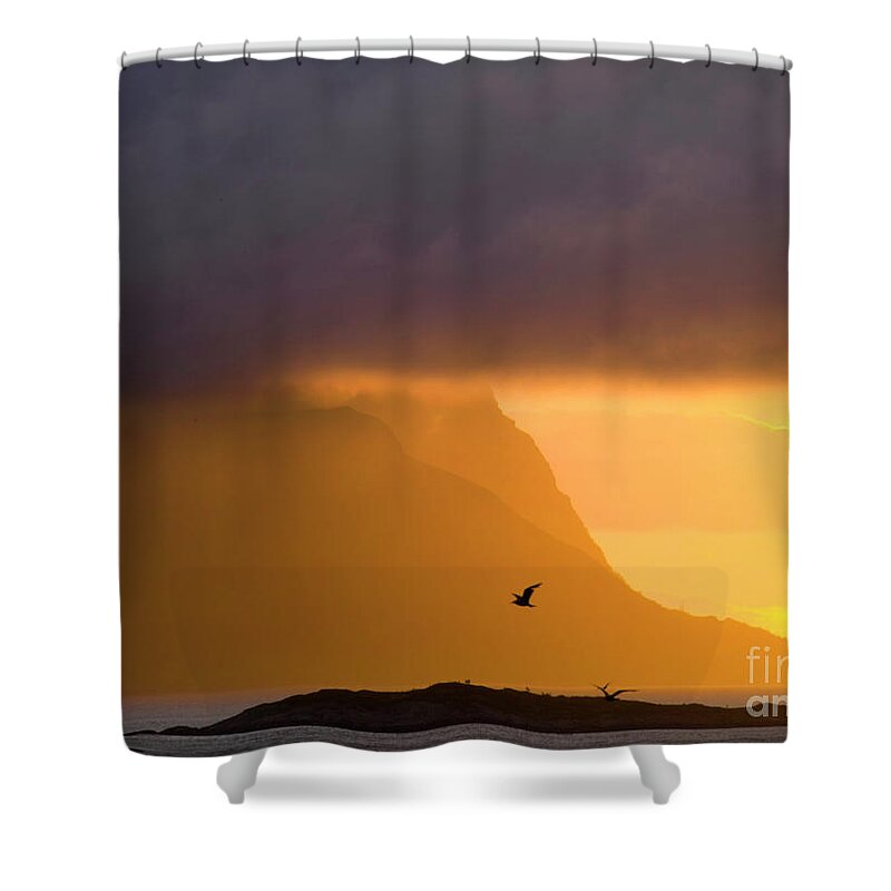 Weather Shower Curtain featuring the photograph Lofoten island after the storm by Heiko Koehrer-Wagner