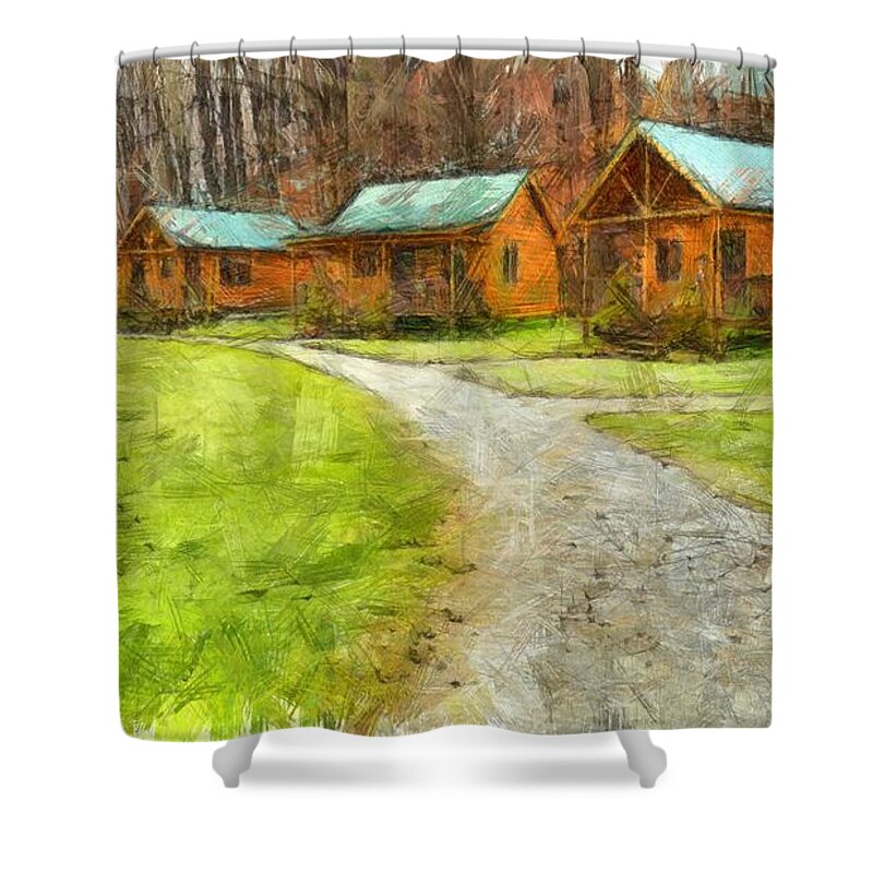 Pencil Shower Curtain featuring the photograph Log Cabins Pencil by Edward Fielding