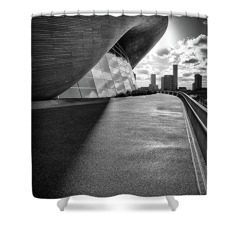London Shower Curtain featuring the photograph London Aquatics Centre by Nigel R Bell