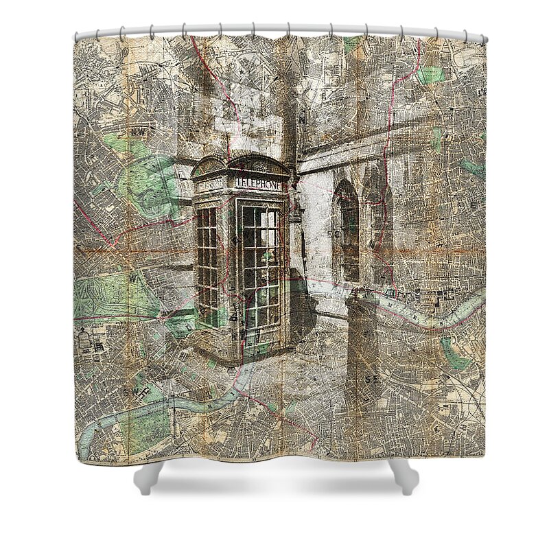 London Telephone Shower Curtain featuring the photograph London Called by Sharon Popek